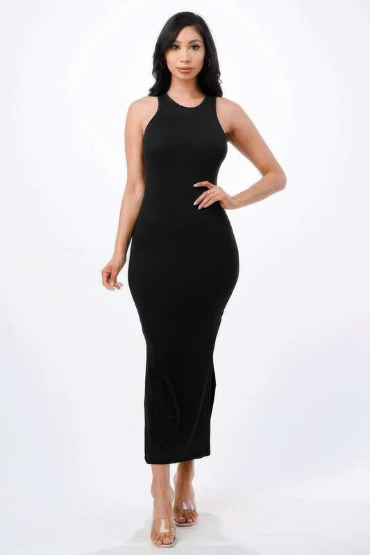 High Neck Side Slit Max Dress | Mixtshop LLC