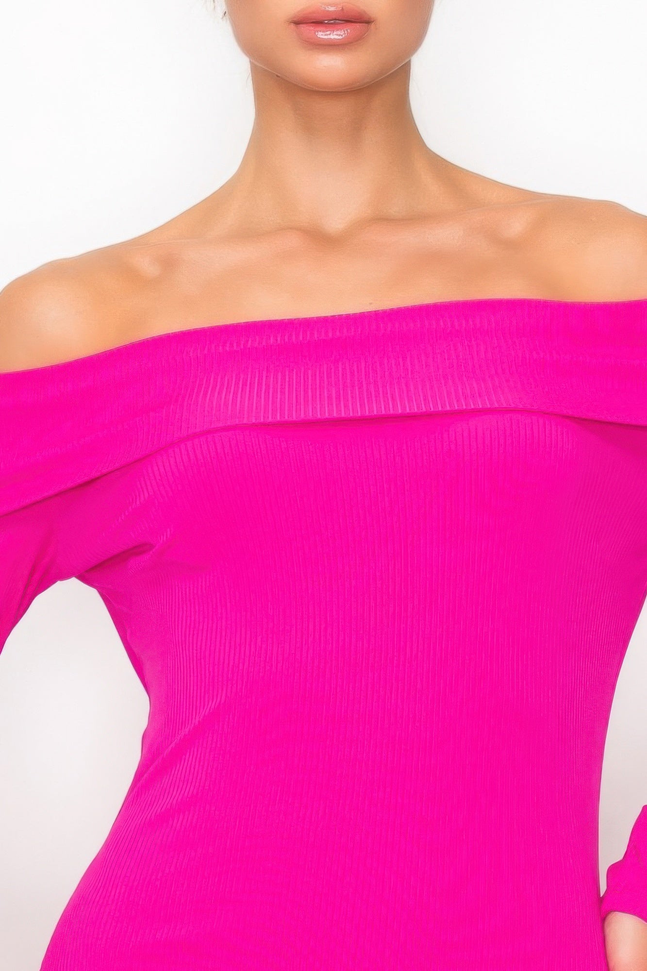 Off-shoulder Rib Midi Dress | Mixtshop LLC