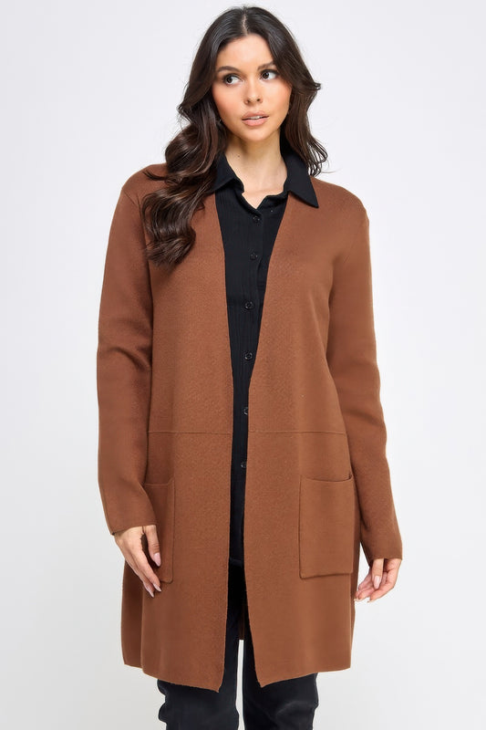 Basic Soft Long Line Open Front Sweater Cardigan | Mixtshop LLC