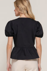 Short Puff Slv Tied Popline Top | Mixtshop LLC
