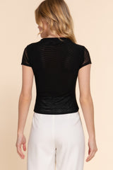 Short Cap Slv High Neck 2 Ply Mesh Top | Mixtshop LLC