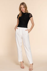 Short Cap Slv High Neck 2 Ply Mesh Top | Mixtshop LLC