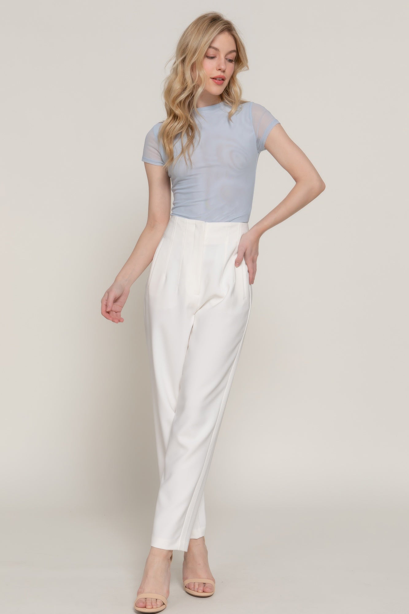 Short Cap Slv High Neck 2 Ply Mesh Top | Mixtshop LLC