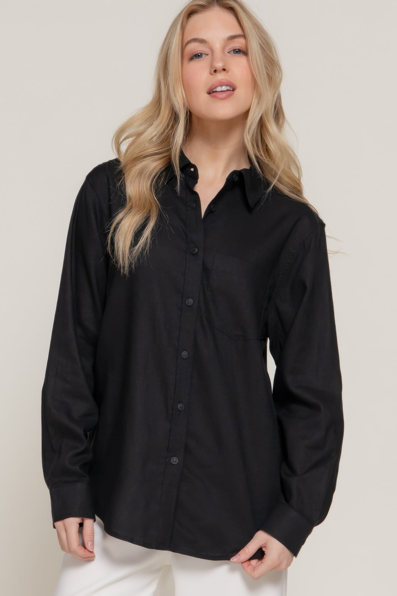 Long Sleeve Linen Blend Shirt | Mixtshop LLC