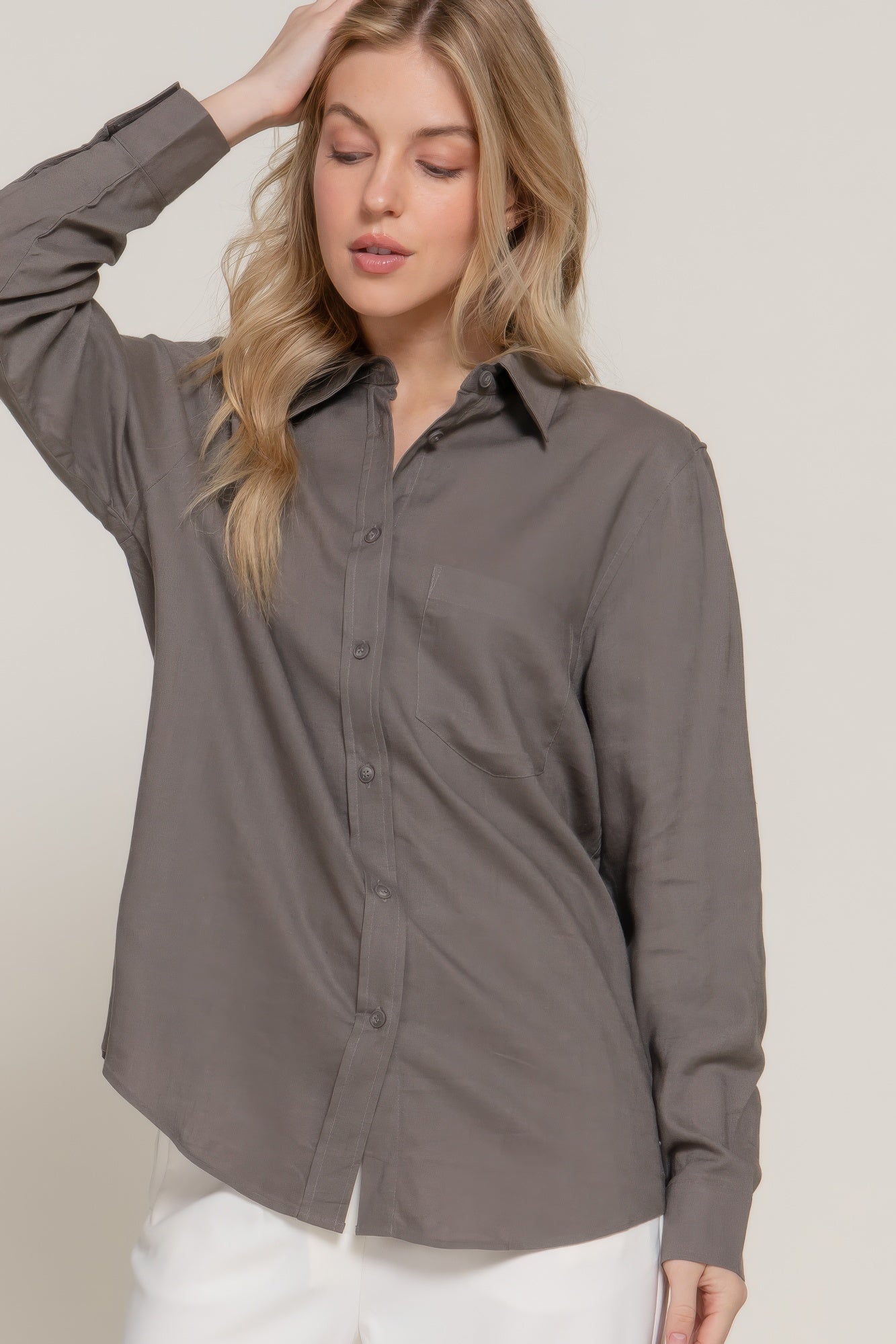 Long Sleeve Linen Blend Shirt | Mixtshop LLC