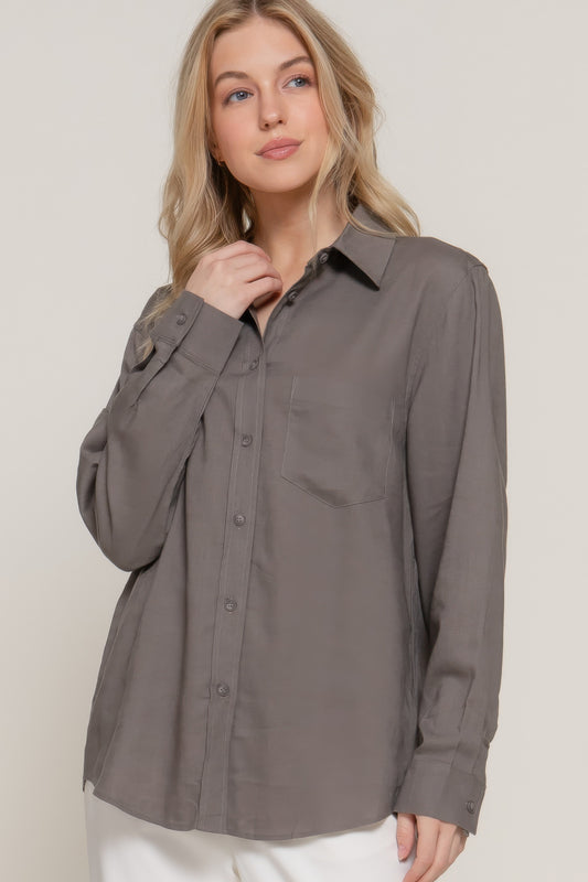 Long Sleeve Linen Blend Shirt | Mixtshop LLC
