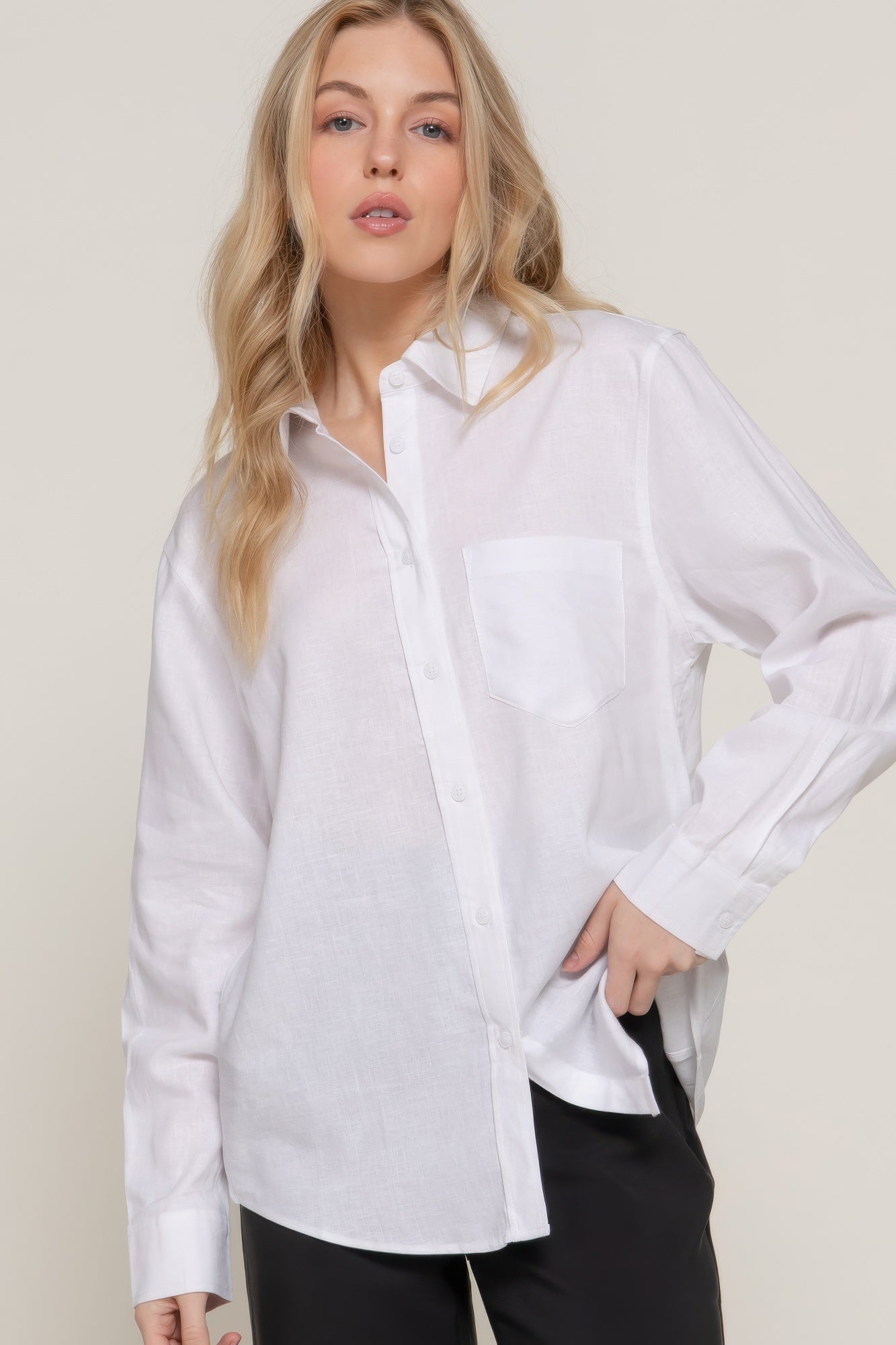 Long Sleeve Linen Blend Shirt | Mixtshop LLC
