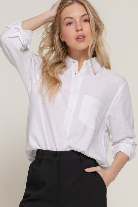 Long Sleeve Linen Blend Shirt | Mixtshop LLC