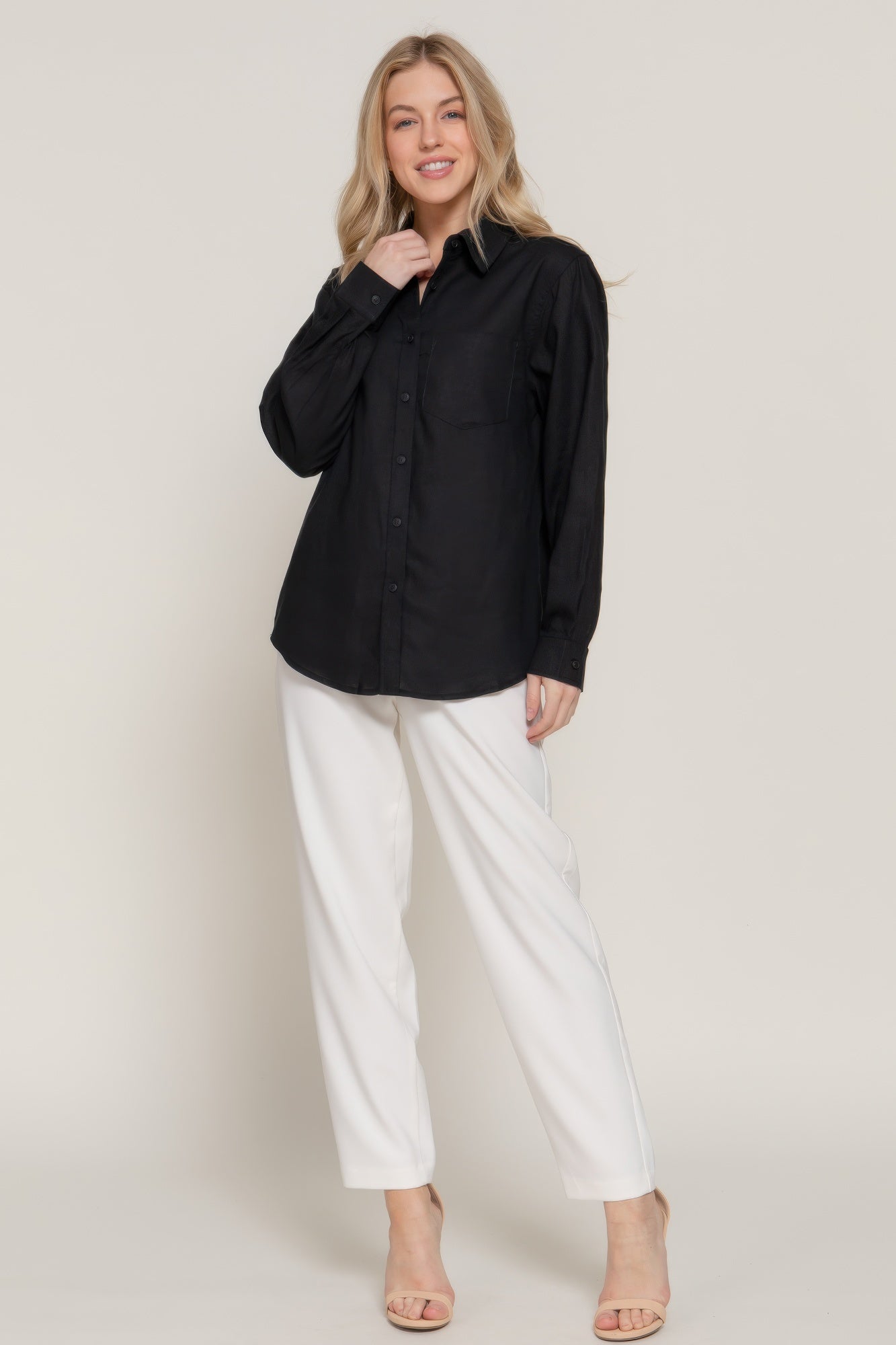 Long Sleeve Linen Blend Shirt | Mixtshop LLC