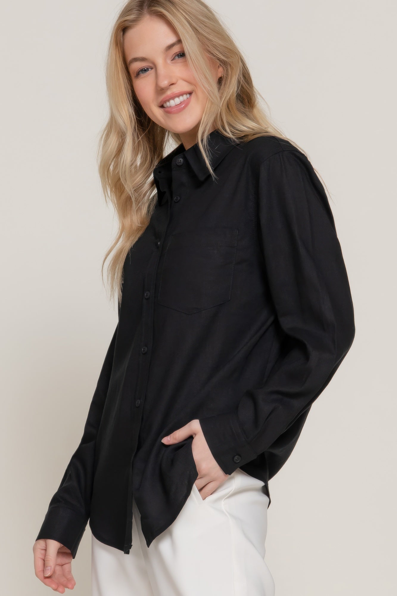 Long Sleeve Linen Blend Shirt | Mixtshop LLC