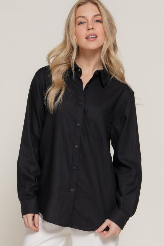 Long Sleeve Linen Blend Shirt | Mixtshop LLC