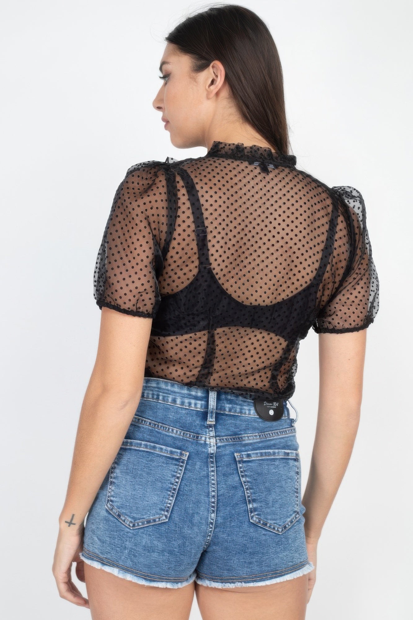 Sheer Ruffle-trim Dot Top | Mixtshop LLC