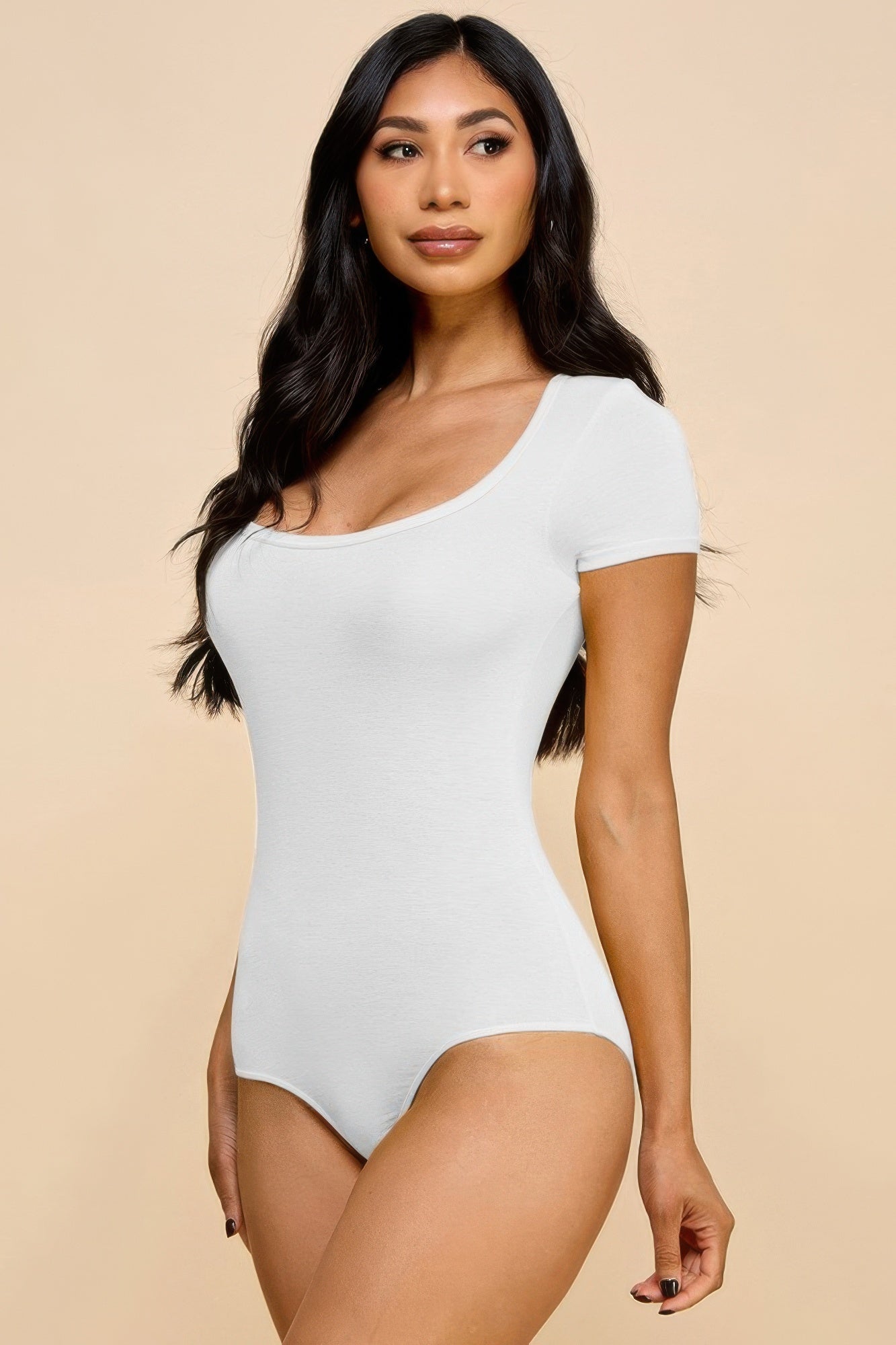 Short Sleeve V-neck Basic Bodysuit | Mixtshop LLC