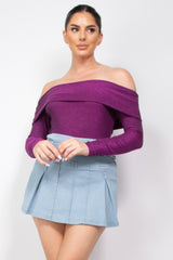 Off-shoulder Glittery Long Sleeve Bodysuit | Mixtshop LLC