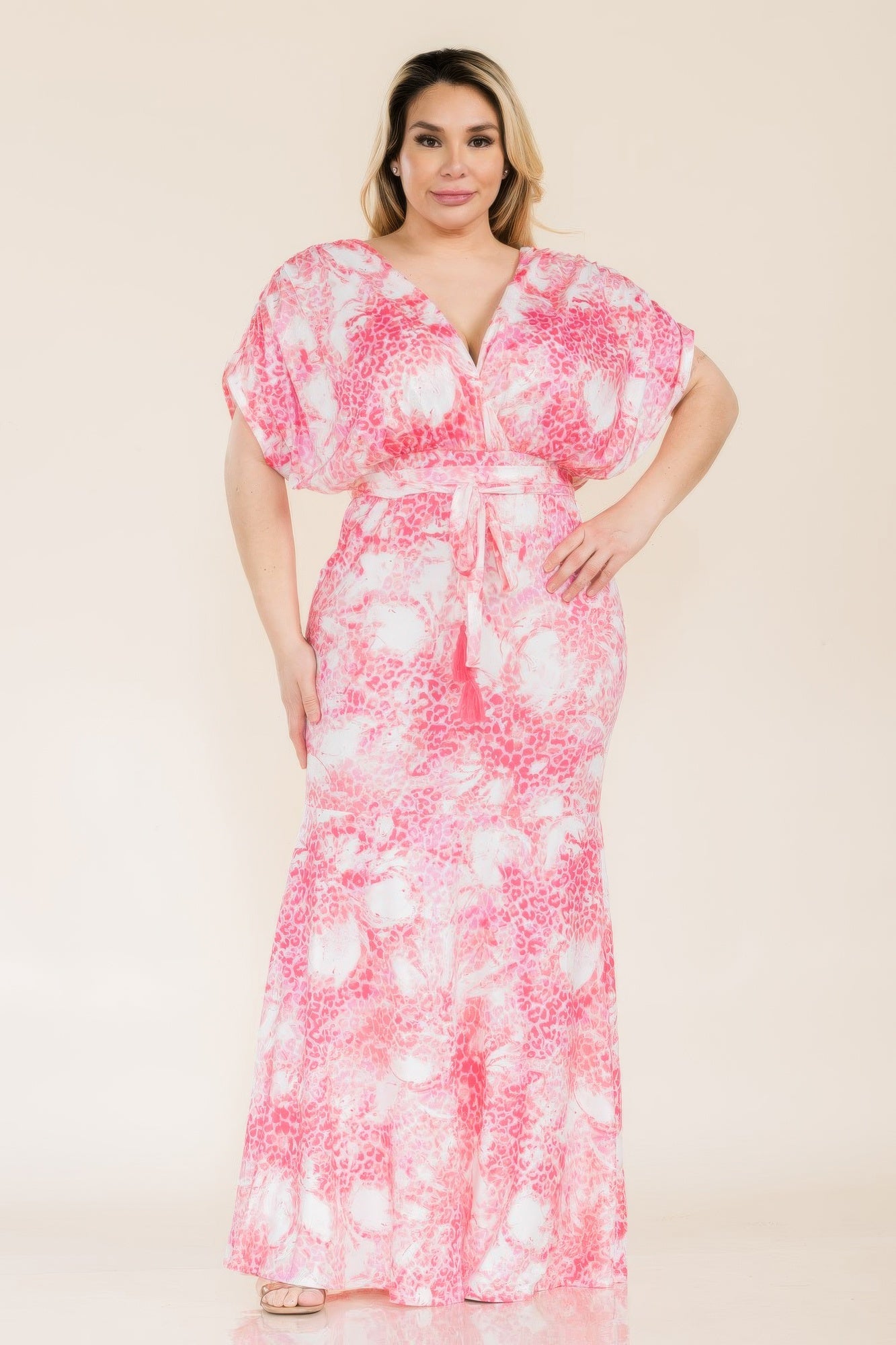 Printed Venesia Tie Waist Mermaid Maxi Dress | Mixtshop LLC