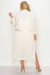 Satin Strap Dress With Self Belt Coat Set | Mixtshop LLC