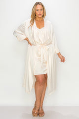 Satin Strap Dress With Self Belt Coat Set | Mixtshop LLC