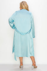 Satin Strap Dress With Self Belt Coat Set | Mixtshop LLC