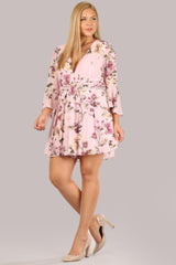 Floral Chiffon 3 4 Sleeve Tie Waist Romper | Mixtshop LLC