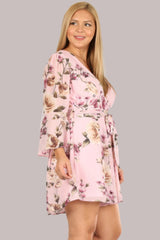 Floral Chiffon 3 4 Sleeve Tie Waist Romper | Mixtshop LLC