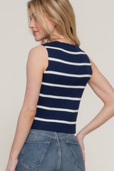 Sleeveless Diagonal Shape Stripe Spring Sweater | Mixtshop LLC