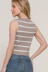 Sleeveless Diagonal Shape Stripe Spring Sweater | Mixtshop LLC