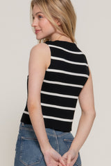 Sleeveless Diagonal Shape Stripe Spring Sweater | Mixtshop LLC