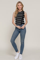 Sleeveless Diagonal Shape Stripe Spring Sweater | Mixtshop LLC