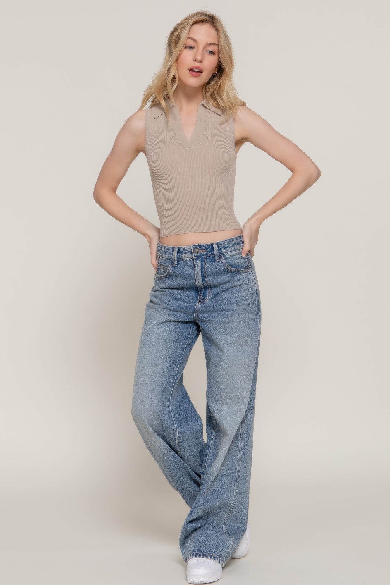 Sleeveless Polo Spring Sweater | Mixtshop LLC