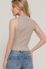 Sleeveless Polo Spring Sweater | Mixtshop LLC