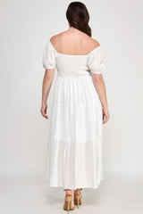 Front Tie Puff Sleeve Tired Maxi Dress | Mixtshop LLC