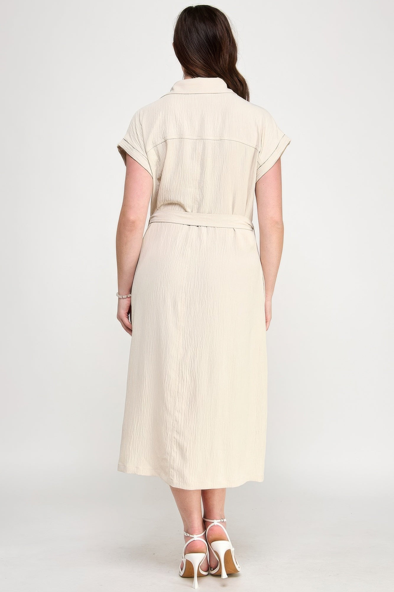 Front Tied Buttoned Short Sleeve Dress | Mixtshop LLC