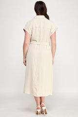 Front Tied Buttoned Short Sleeve Dress | Mixtshop LLC