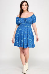 Floral Front-tie Elastic Waist Ruffle Dress | Mixtshop LLC