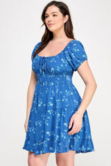 Floral Front-tie Elastic Waist Ruffle Dress | Mixtshop LLC