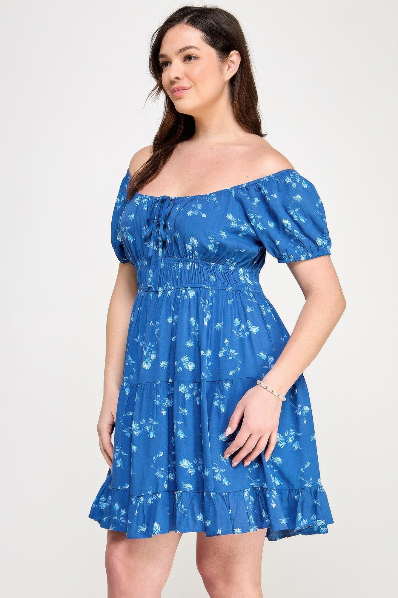 Floral Front-tie Elastic Waist Ruffle Dress | Mixtshop LLC