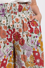 Flare Wide Leg And Waist Smocked Pants With Side Pocket | Mixtshop LLC