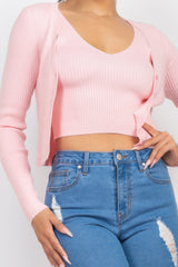 Crop Tank Top & Cardigan Sweater Set | Mixtshop LLC