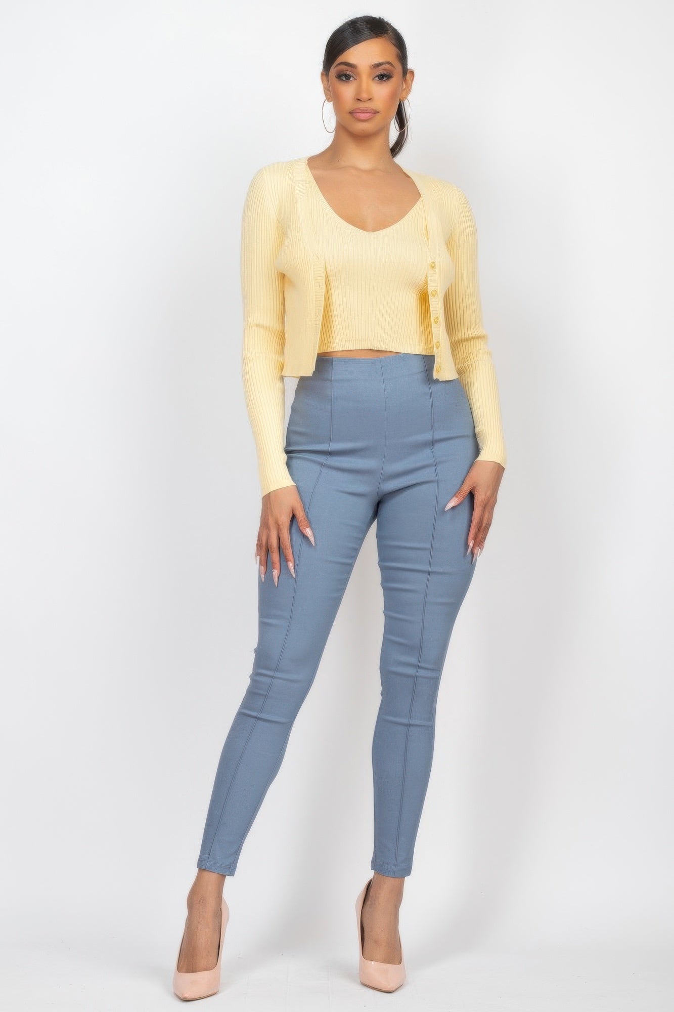 Crop Tank Top & Cardigan Sweater Set | Mixtshop LLC