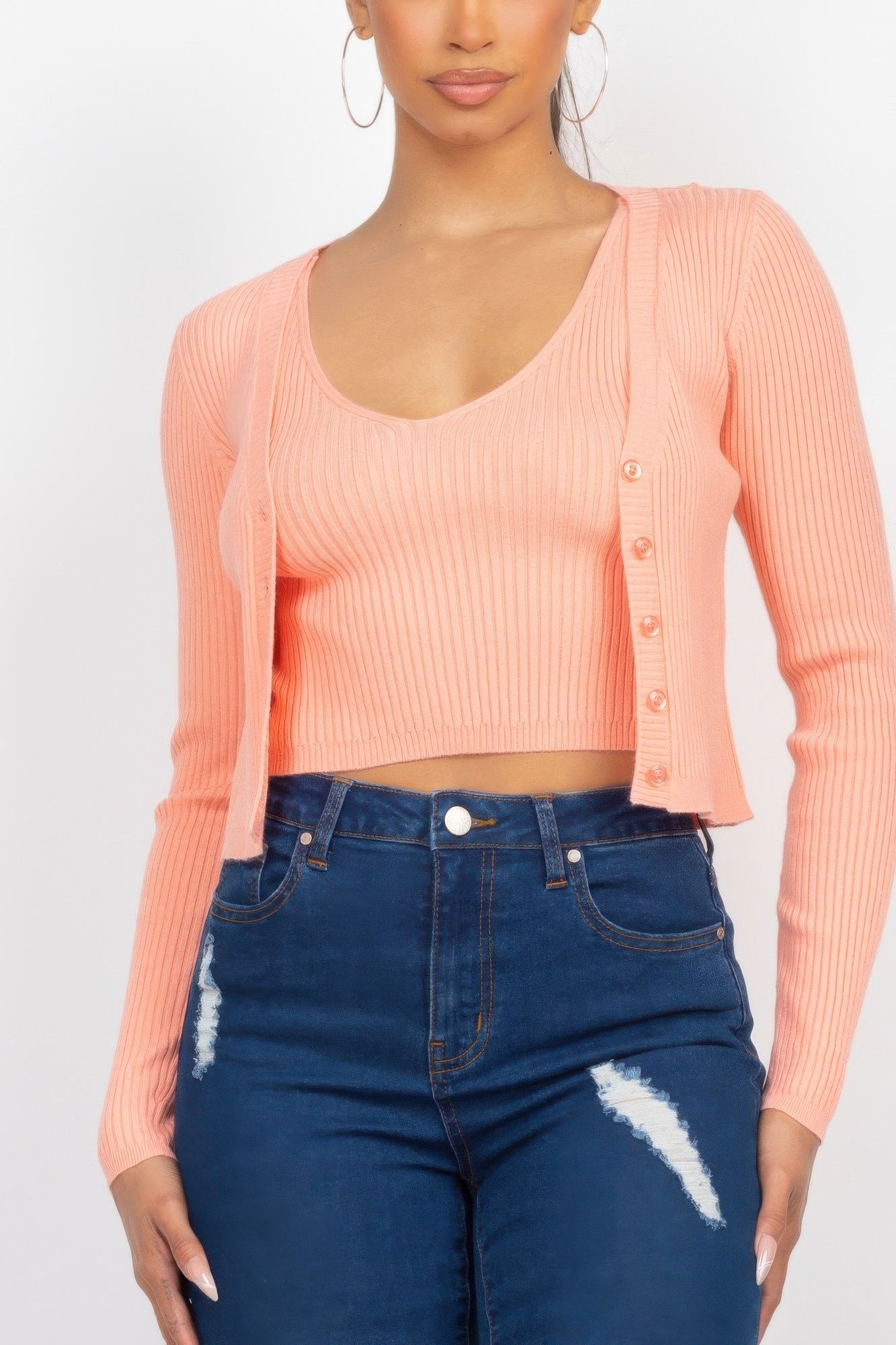 Crop Tank Top & Cardigan Sweater Set | Mixtshop LLC