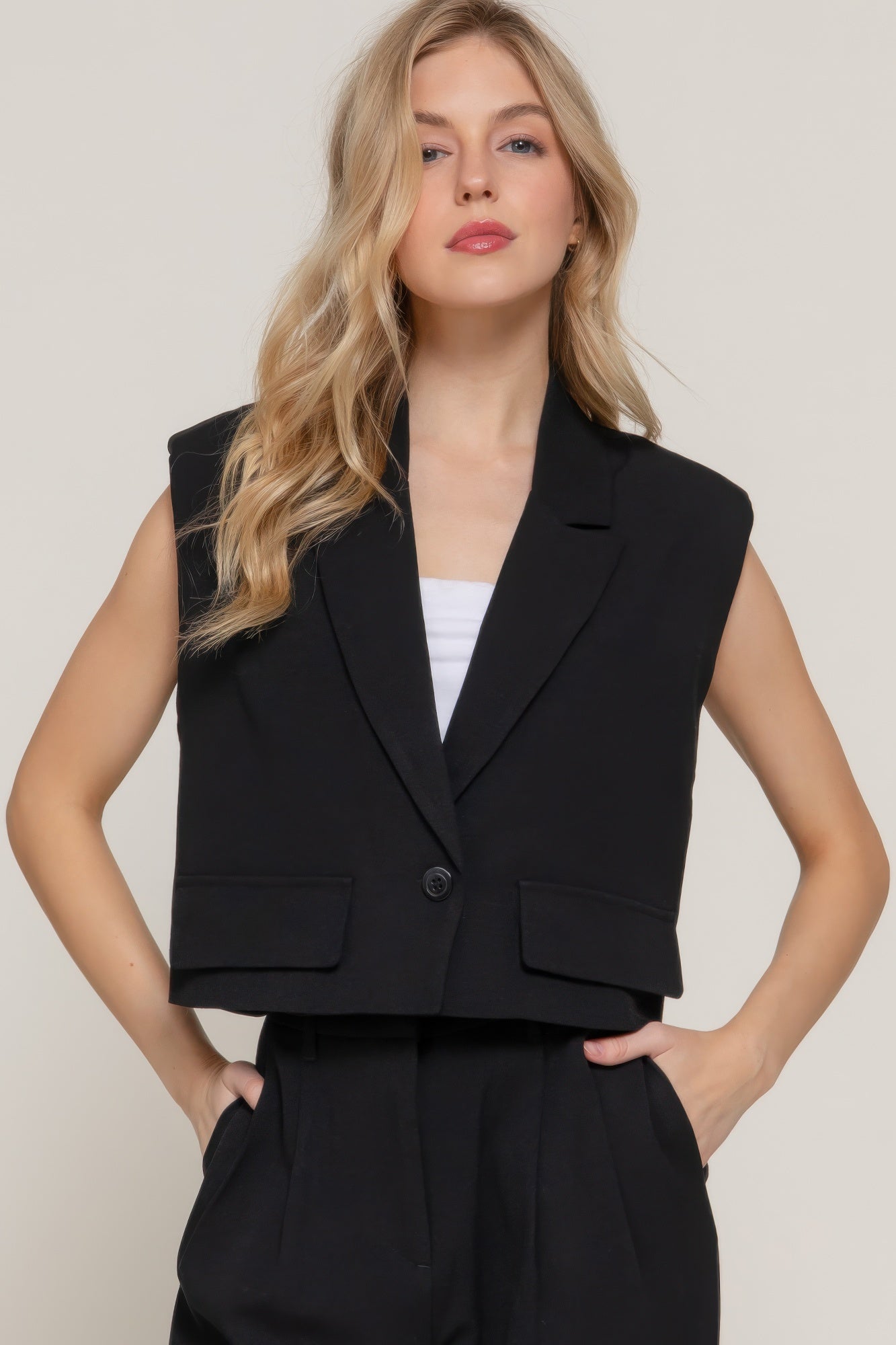Lapel Collar W/shoulder Pads Vest | Mixtshop LLC