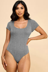 Short Sleeve Scoop Neck Double Layered Bodysuit | Mixtshop LLC