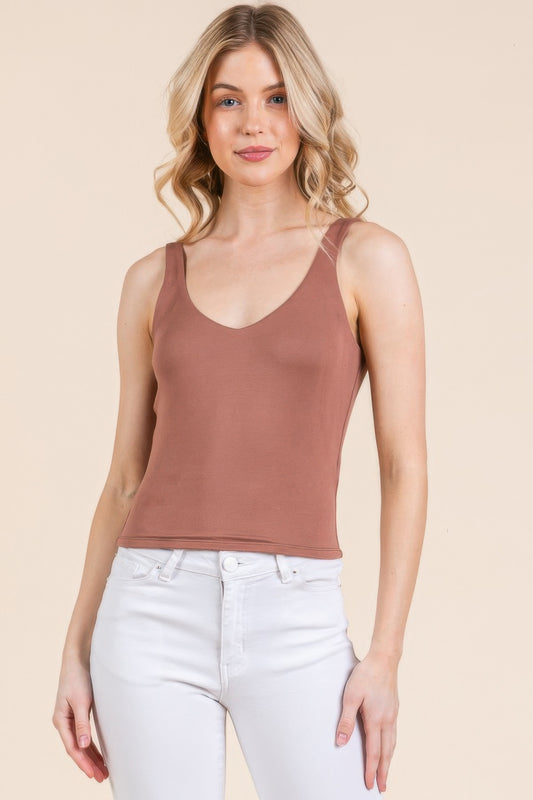 V-neck Basic Double Layers Tank Top | Mixtshop LLC