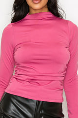 Mock Neck Ruched Solid Top | Mixtshop LLC