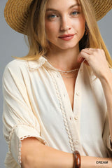 Fresh Flair Scallop Trim Blouse | Mixtshop LLC