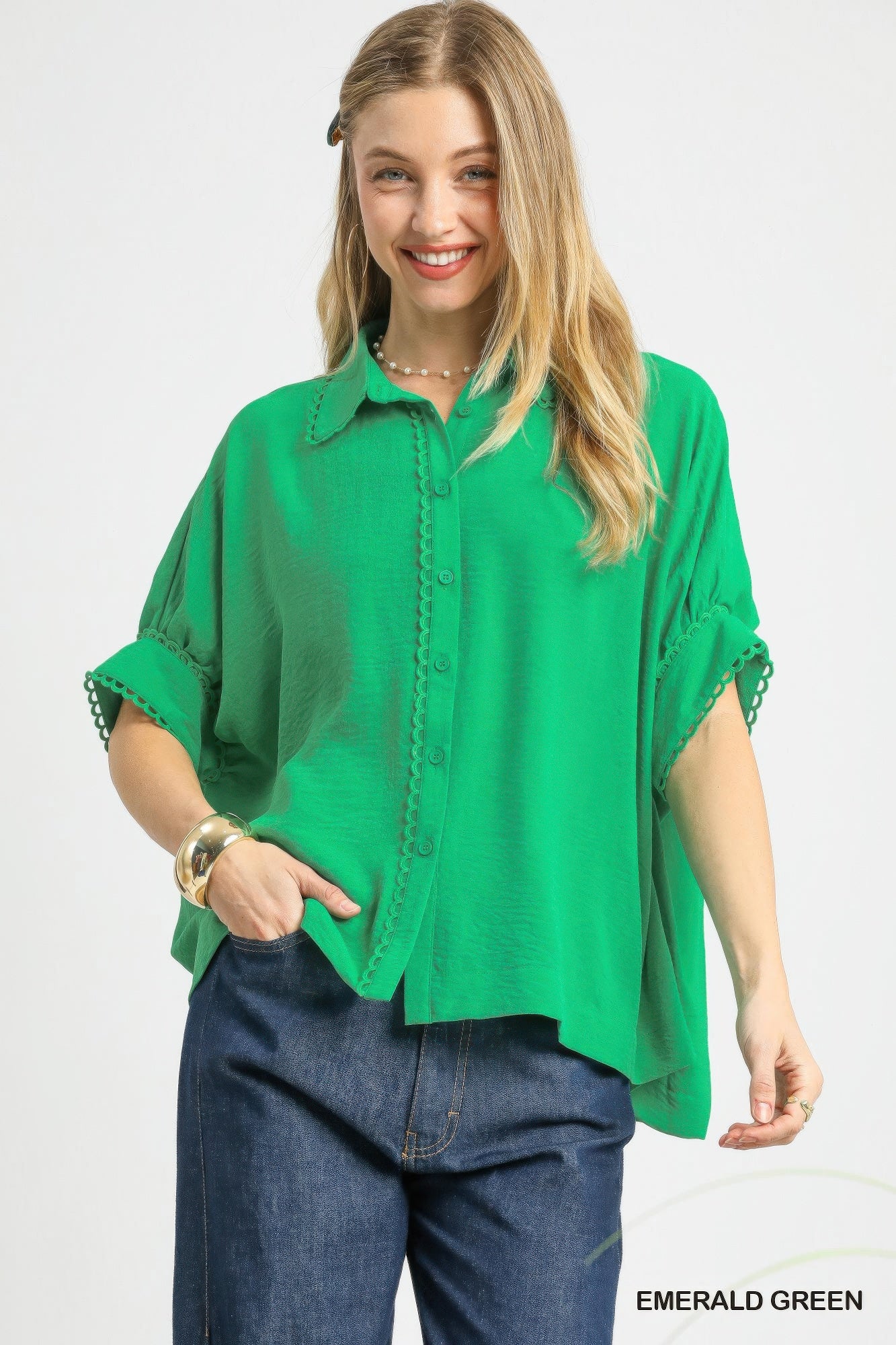 Fresh Flair Scallop Trim Blouse | Mixtshop LLC