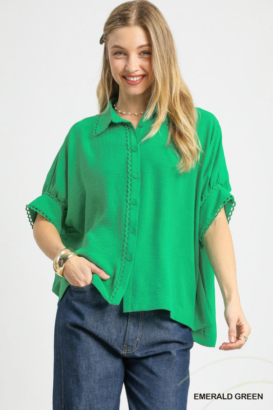 Fresh Flair Scallop Trim Blouse | Mixtshop LLC