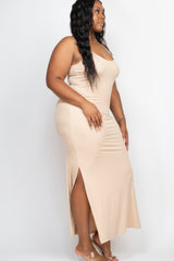 Plus Size Ribbed Side Slit Long Cami Maxi Dress | Mixtshop LLC