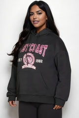 Plus Size Graphic Kangaroo Pocket Drawstring Hoodie | Mixtshop LLC