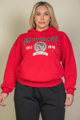 Plus Size Graphic Kangaroo Pocket Drawstring Hoodie | Mixtshop LLC